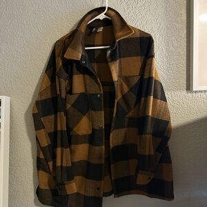 Plaid Black and Brown fleece flannel